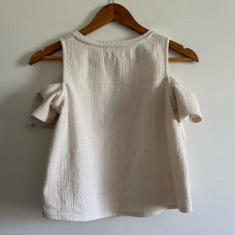 Madewell Ivory White Skylark Cold Shoulder Tie Top Size XS EUC - Picture 7 of 10